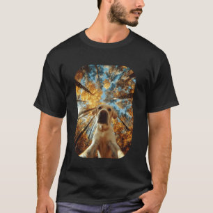 Camiseta Cachorro Labrador Retriever Selfie Folhas de Outon