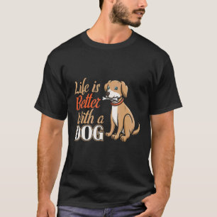 Camiseta Cachorro Labrador Retriever. Slogan A vida é melho