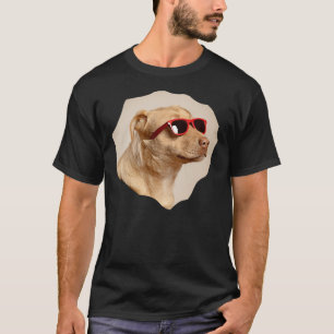 Camiseta Cachorro legal amarelo Labrador Vestindo óculos e