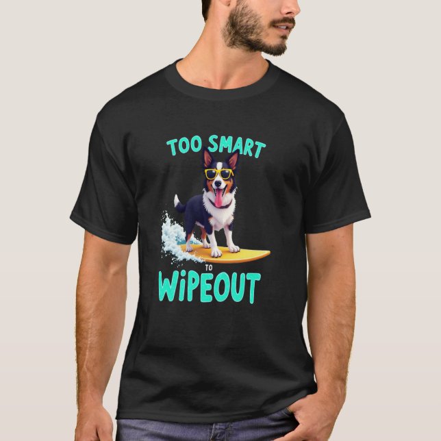 Camiseta Cachorro Legal Border Collie Surfando (Frente)