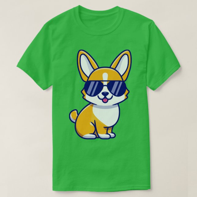 Camiseta Cachorro legal Corgi Com Óculos (Frente do Design)