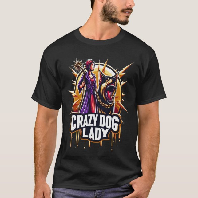 Camiseta Cachorro Louco Com Seu Cachorro De Guarda Feroz (Frente)