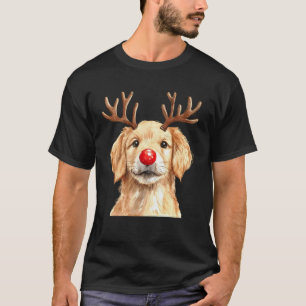 Camiseta Cachorro Luzes de Natal Rena Retriever Dourado Ama