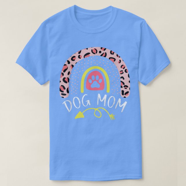 Camiseta Cachorro Mãe Arco-Íris Leopardo Cachorro Rosa Mama (Frente do Design)