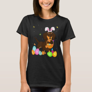 Camiseta Cachorro Mãe Bonita Dachshund Ovos Dia da Páscoa