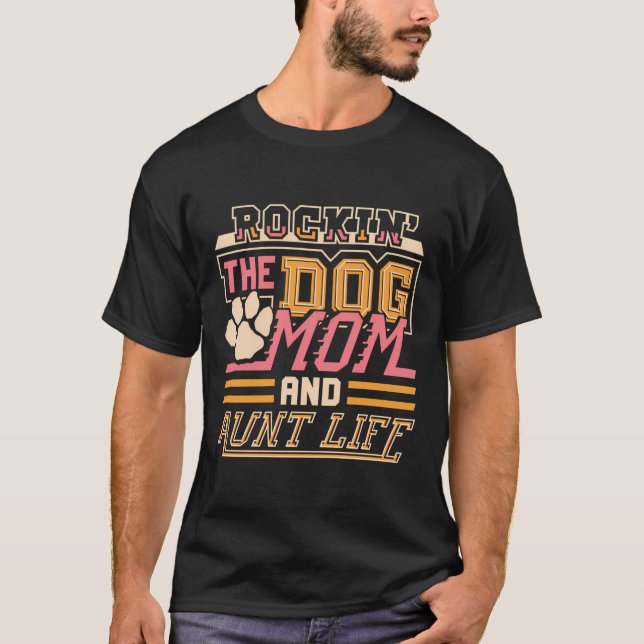 Camiseta Cachorro Mãe E Tia Vida Dia de as mães Cachorro En (Frente)
