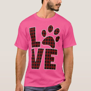 Camiseta Cachorro Mãe Pai Adorava Pata Vermelha Xadrez Negr