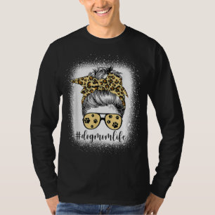 Camiseta Cachorro Mãe Vida Mensagem Bun Bandana Leopard Imp