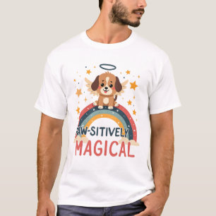 Camiseta Cachorro Mágico Positivamente Antigo Arco-íris Anj