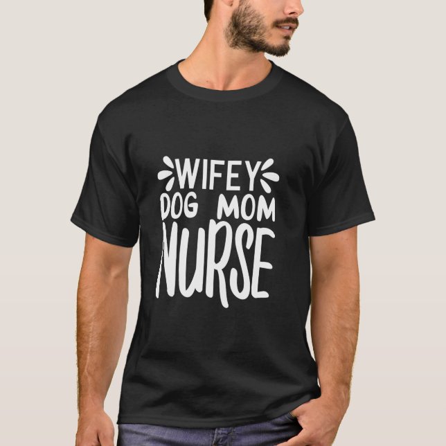Camiseta Cachorro magro Mamãe Enfermeira Dia da Mãe Longa F (Frente)