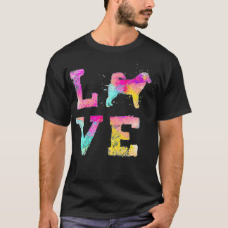 Camiseta Cachorro Malamute Colorido de Pintura do Alasca