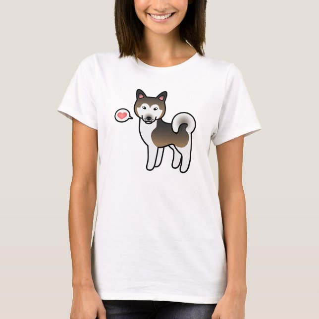 Camiseta Cachorro Malamute do Alasca Sable e Branco Amor (Frente)
