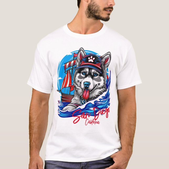 Camiseta Cachorro Malamute do Rouco Marítimo Patriótico, Sa (Frente)