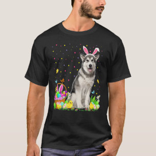 Camiseta Cachorro Malamute Oriental, Caça ao Ovo, Engraçado
