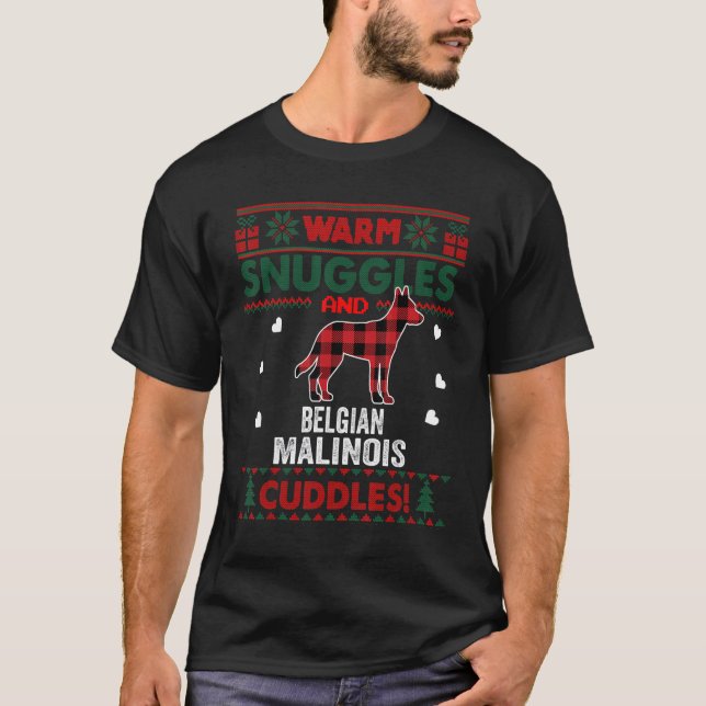 Camiseta Cachorro Malinois belga Xmas Ugly Christmas Sweate (Frente)