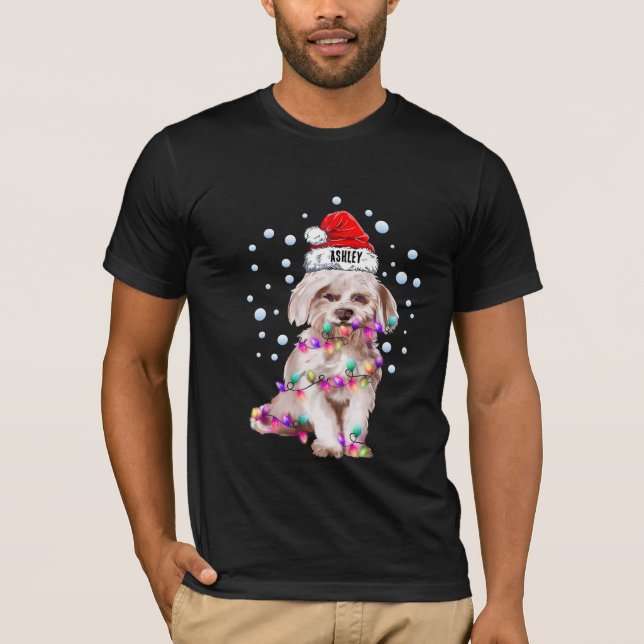Camiseta Cachorro Maltês de Natal (Frente)