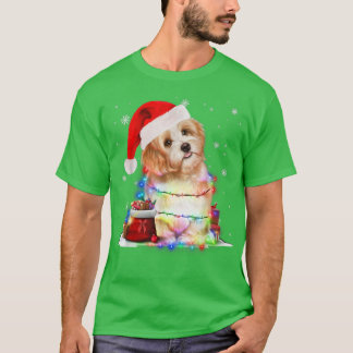 Camiseta Cachorro Maltês Engraçado Árvore de Natal Luz Xmas