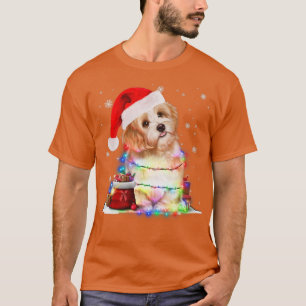 Camiseta Cachorro Maltês Engraçado Árvore de Natal Luz Xmas