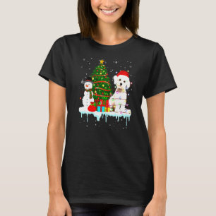 Camiseta Cachorro Maltês Papais noeis Luz Hata Em Neve Chri