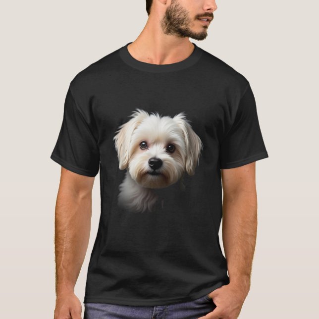 Camiseta Cachorro maltês preto Face maltês (Frente)