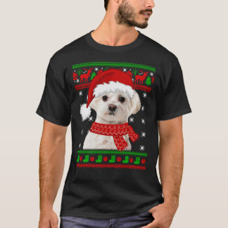 Camiseta Cachorro Maltês Suor Feio de Natal Puppy Cachorro