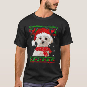 Camiseta Cachorro Maltês Suor Feio de Natal Puppy Dog Love