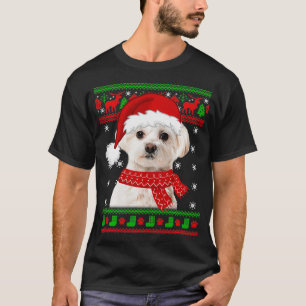 Camiseta Cachorro Maltês Suor Feio de Natal Puppy Dog Lover