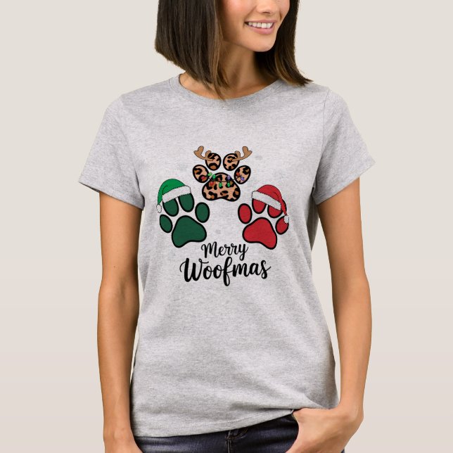 Camiseta Cachorro Mama Feliz de Natal Cachorro de Woofmas n (Frente)