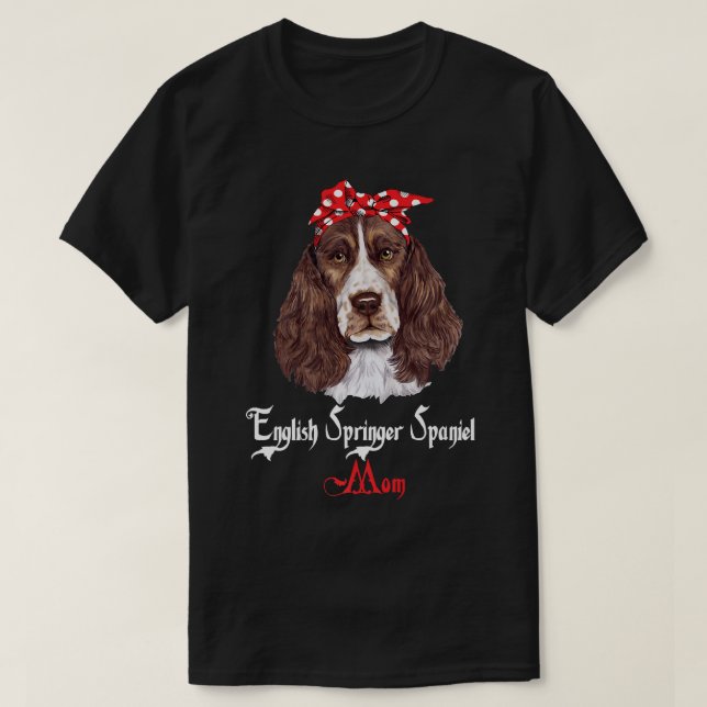 Camiseta Cachorro Mama Puppy Mãe Inglês Springer Spaniel Pr (Frente do Design)