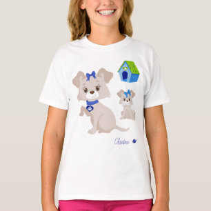 Camiseta Cachorro-Mamãe Cachorro Adorável com Criança-Puppy