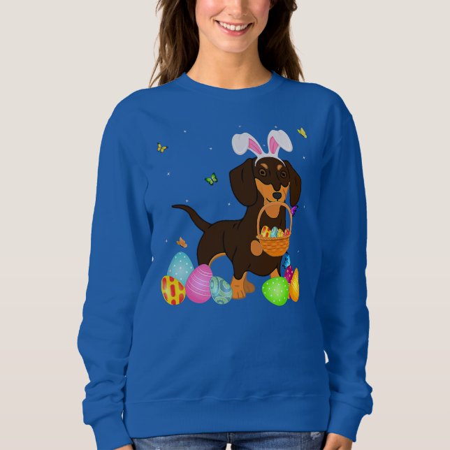 Camiseta Cachorro Mamãe Dotada Bonita Dachshund Ovos Dia da (Frente)