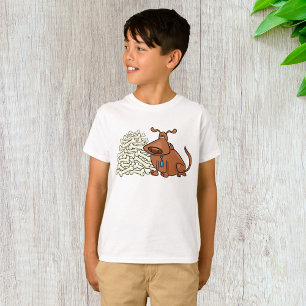 Camiseta Cachorro Marrom com Pilha de Ossos