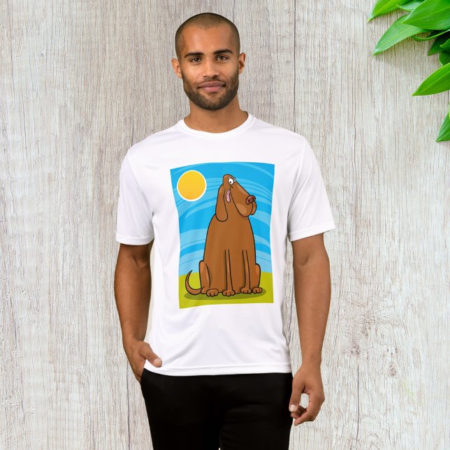 Camiseta Cachorro Marrom Engraçado Sentado no Sol (Criador carregado)