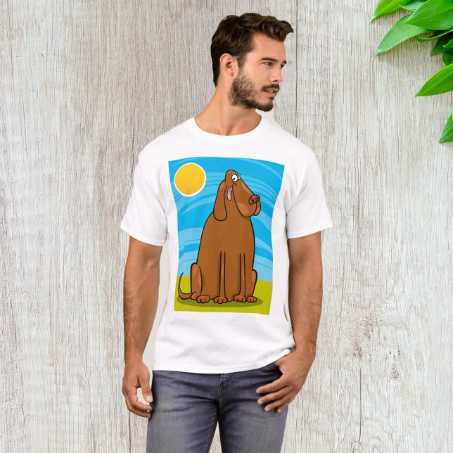 Camiseta Cachorro Marrom Engraçado Sentado no Sol (Criador carregado)
