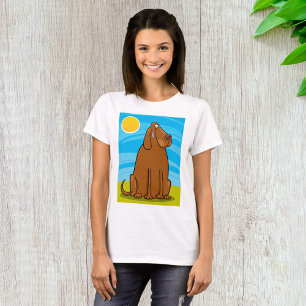 Camiseta Cachorro Marrom Engraçado Sentado no Sol