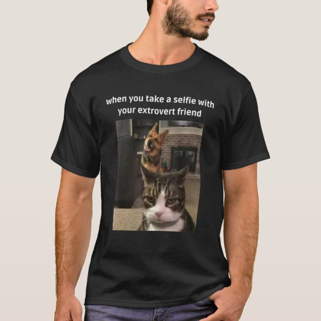 Camiseta Cachorro Memorial E Gato Uma Selfie Com Você Extro (Frente)