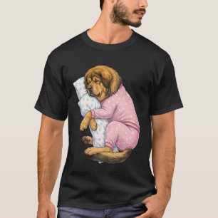 Camiseta Cachorro Mestiço Tibetano Fofo Dormindo em Roupas 