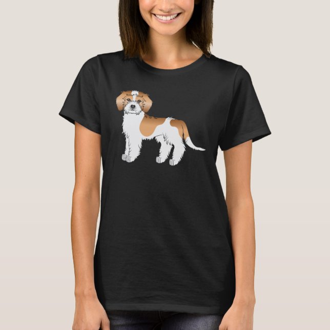 Camiseta Cachorro Mini Goldendoodle Parti-color Dourado Alb (Frente)