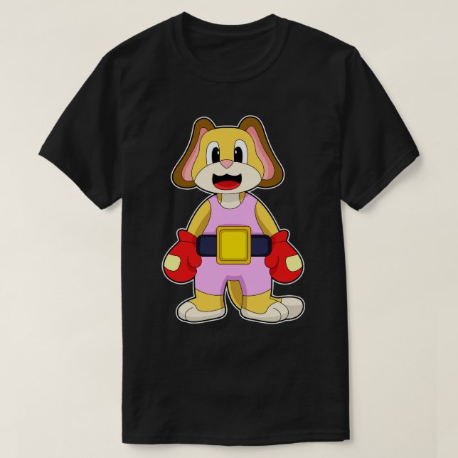 Camiseta Cachorro na caixa com luvas in a box (Frente do Design)