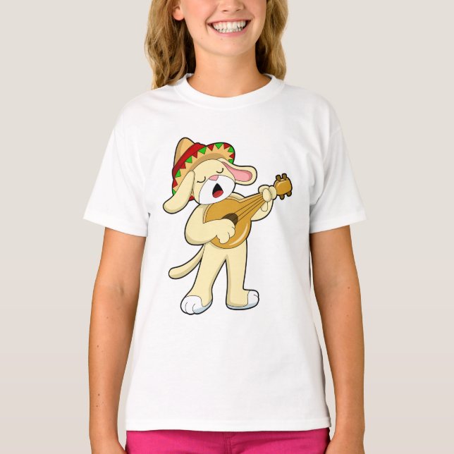 Camiseta Cachorro na Música com Violão (Frente)