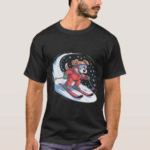 Camiseta Cachorro na Neve Cachorro Esquiar Esportes de Inve