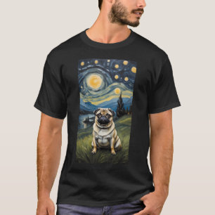 Camiseta Cachorro na Noite Estrelada, estilo Edvard Munch