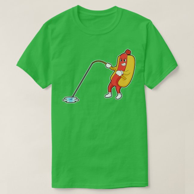 Camiseta Cachorro Na Pesca Com Rod De Pesca (Frente do Design)