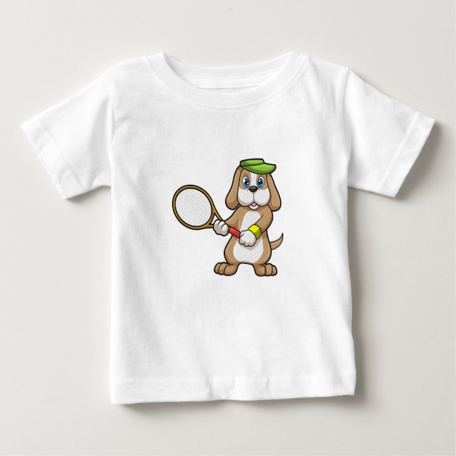 Camiseta Cachorro na Tênis com Tênis raquete e Boné (Frente)