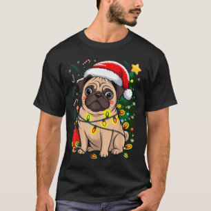 Camiseta Cachorro Natal Clause Pug Puppy X mas