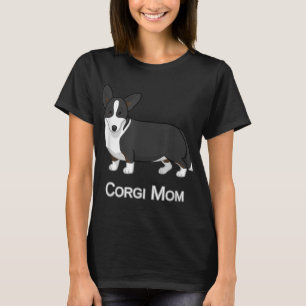 Camiseta Cachorro Negro Bonito Cardigan Welsh Corgi Mãe