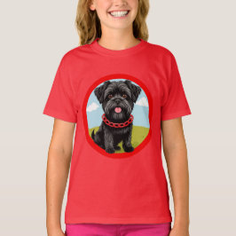 Camiseta Cachorro Negro Cachorro Vermelho com Estilo de Car