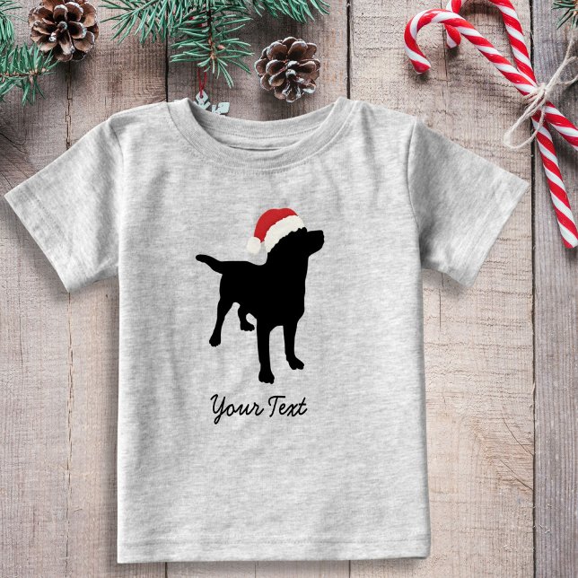 Camiseta Cachorro Negro com Papai Noel de Natal (Criador carregado)