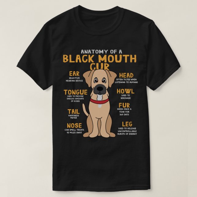 Camiseta Cachorro Negro Cura Anatomia Engraçado Mãe Pai Gif (Frente do Design)