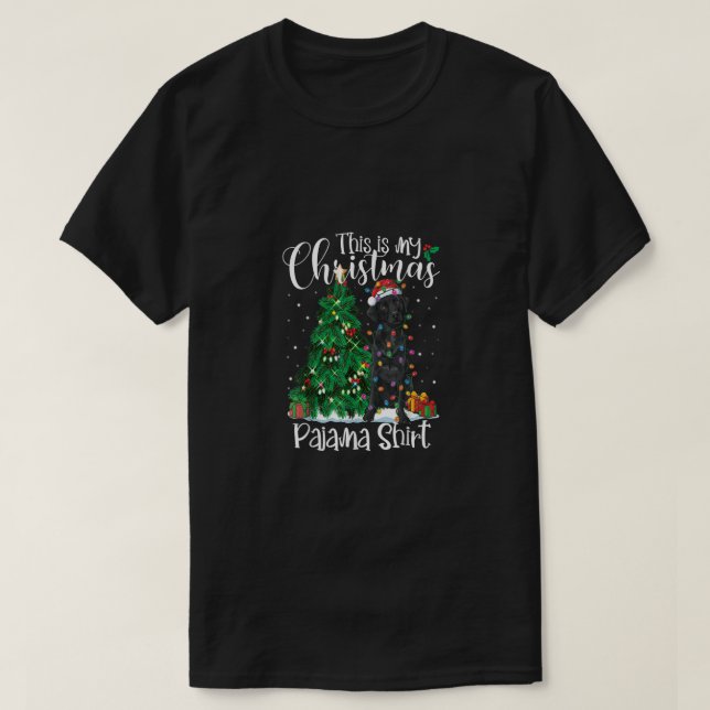 Camiseta Cachorro negro de Natal engraçado Labrador Pajama (Frente do Design)